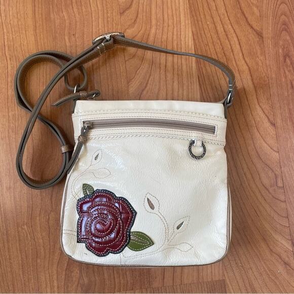 Brighton 3D Leather Flower Bag Crossbody Satchel - Picture 2 of 16